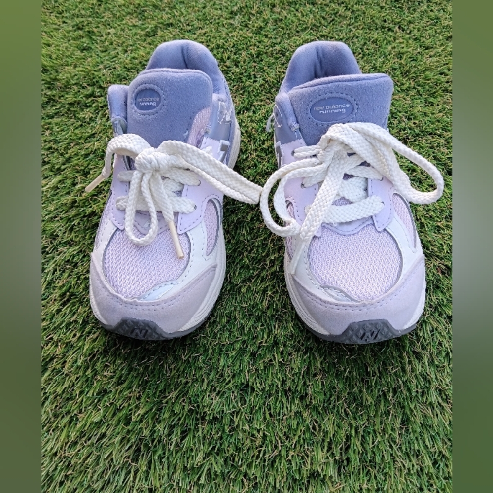 New Balance Kids Lavender and White Athletic Sneakers
